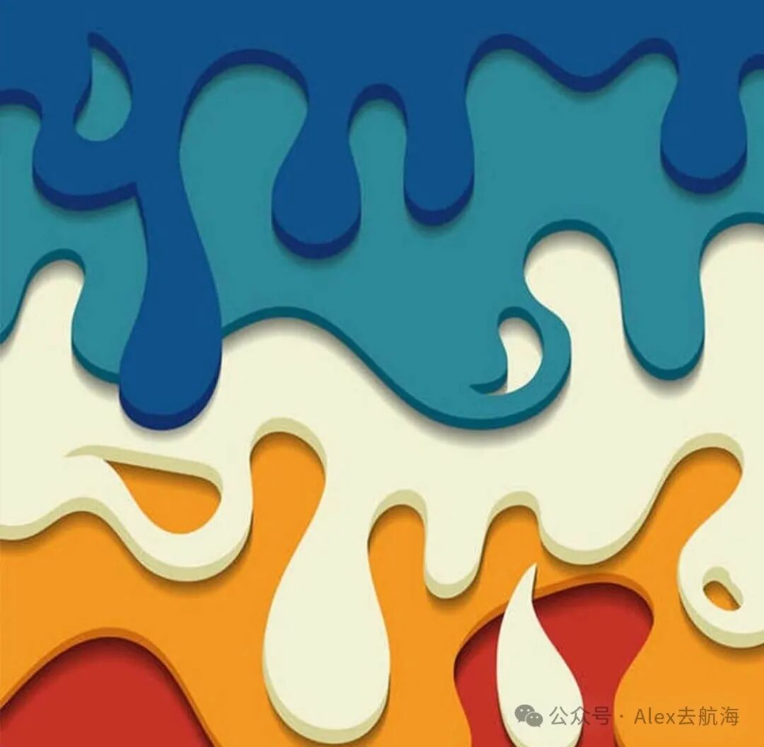 多层色彩分明互不混杂的剪纸风插画